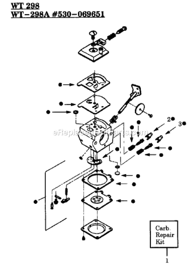 Page B Diagram and Parts List for TBC57  Weed Eater Trimmer